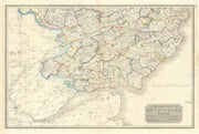 Angusshire south. Dundee Forfar Montrose Perth Carnoustie. THOMSON 1832 map