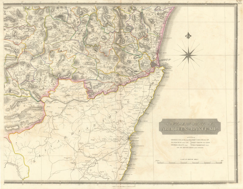 Aberdeen & Banffshires south-east. Inverurie Dyce. THOMSON 1832 old map