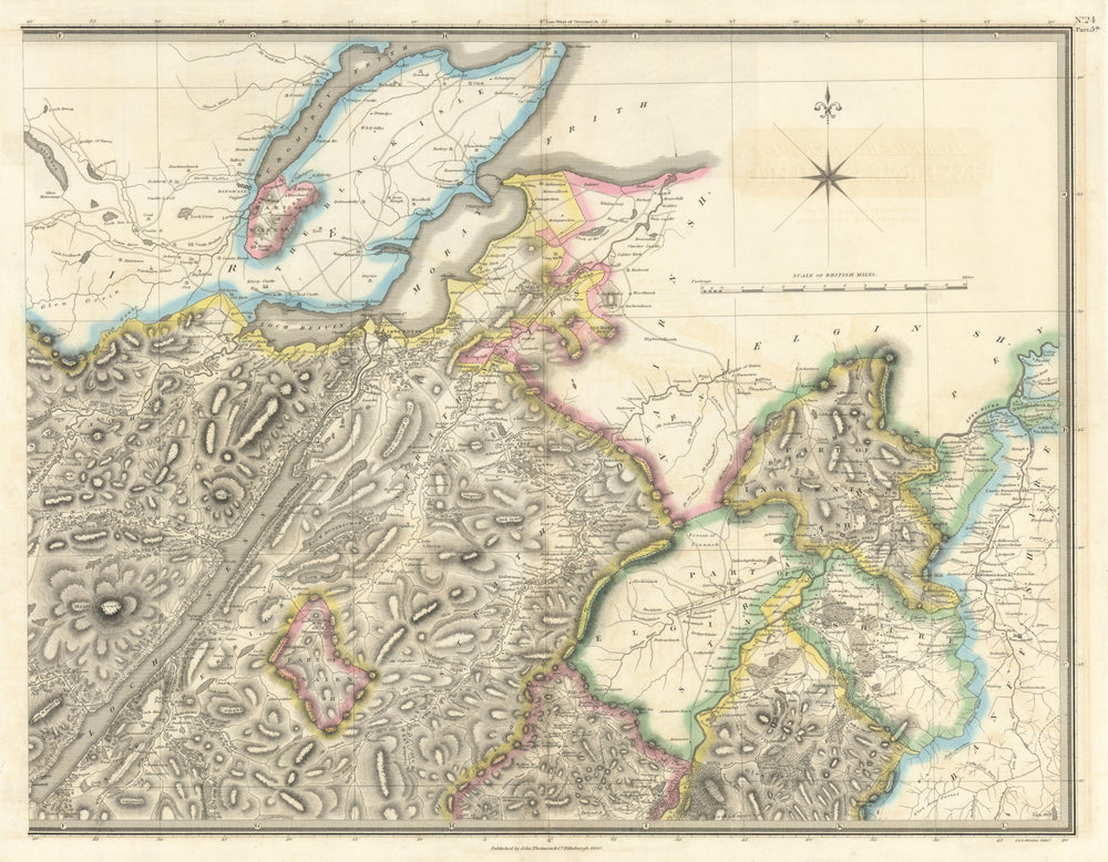 Inverness-shire north-east sheet. Cairngorms Grantown Aviemore. THOMSON 1832 map