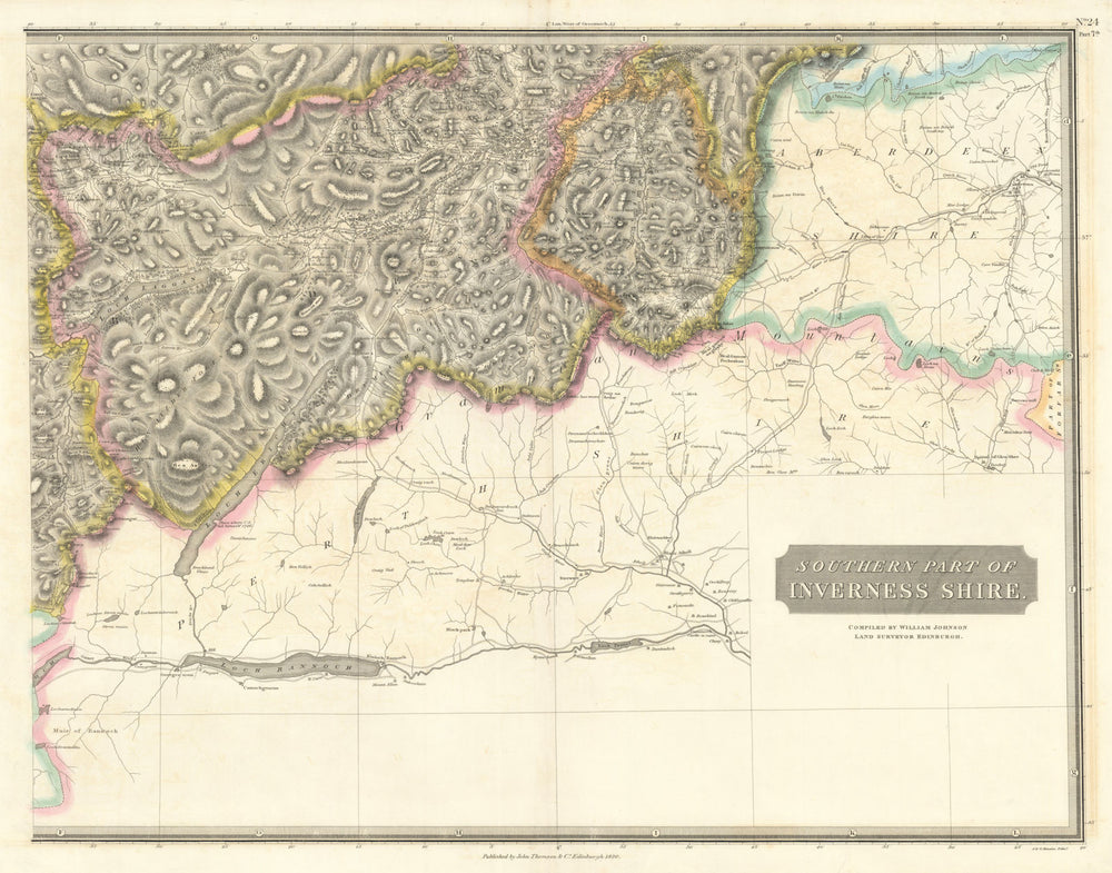 Inverness-shire south-east sheet. Ericht Cairngorms Kingussie. THOMSON 1832 map