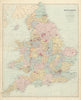 England and Wales in counties. Railways. Large 68x55cm. STANFORD 1904 old map