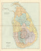 Ceylon. Sri Lanka. Provinces & railways. Large 66x53cm. STANFORD 1904 old map