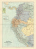 Colombia, Ecuador & Peru. Andean States. Panama canal. 71x52cm STANFORD 1904 map