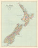 New Zealand. Counties. Railways. Large 64x50cm. STANFORD 1904 old antique map