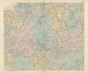 England Midlands Liverpool Manchester Nottingham Birmingham BACON 1883 old map