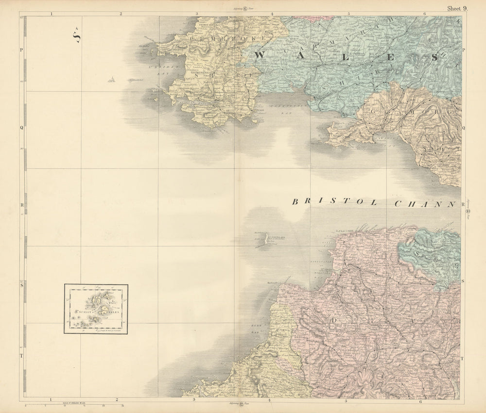 Bristol Channel. South Wales & North Devon/Cornwall coasts. BACON 1883 old map