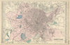 BIRMINGHAM Aston Edgbaston Ladywell Bordesley town city plan GW BACON 1883 map