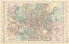 LONDON South East Docks Southwark Lambeth Lewisham town city plan BACON 1883 map