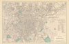 SHEFFIELD antique town city plan by GW BACON Yorkshire 1883 old map
