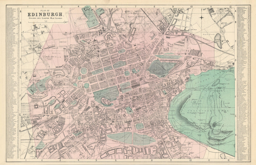 EDINBURGH Canongate Broughton Gayfield town city plan GW BACON 1883 old map