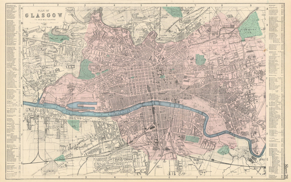 GLASGOW Dennistoun Calton town cityhead town city plan GW BACON 1883 old map