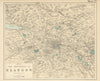 GLASGOW & environs Lanark Renfrew Paisley antique map by GW BACON 1883 old