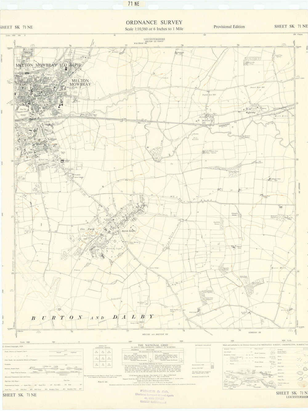 Ordnance Survey SK71NE Leicestershire Melton Mowbray Burton Lazars 1959 map