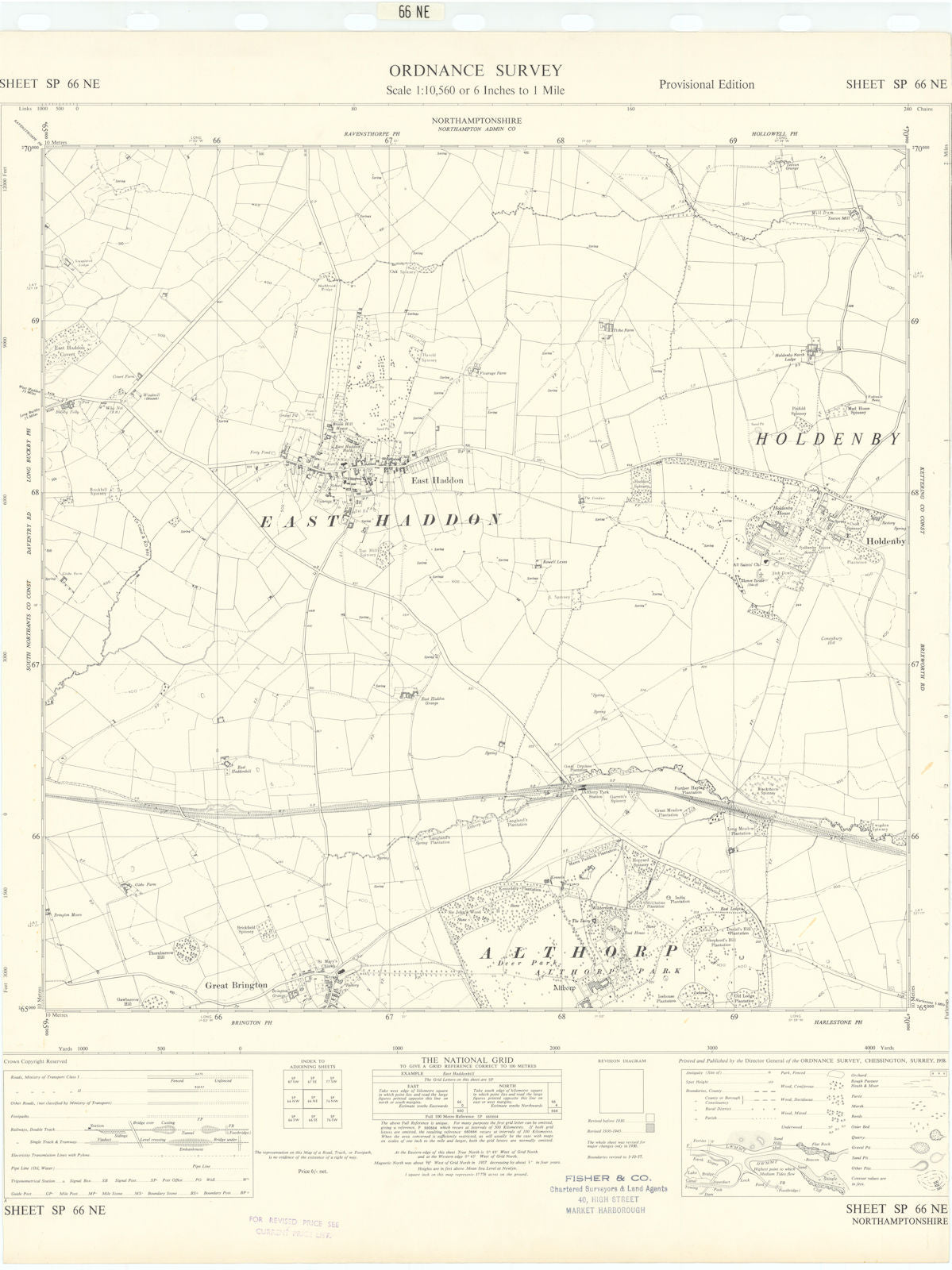 Ordnance Survey SP66NE Northants East Haddon Holdenby Althorp Brington ...