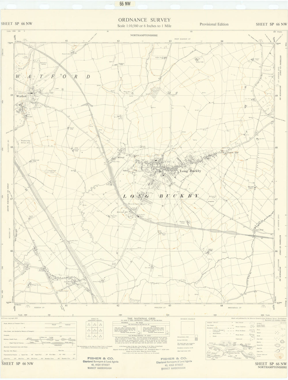 Ordnance Survey Sheet SP66NW Northamptonshire Long Buckby Watford 1970 old map