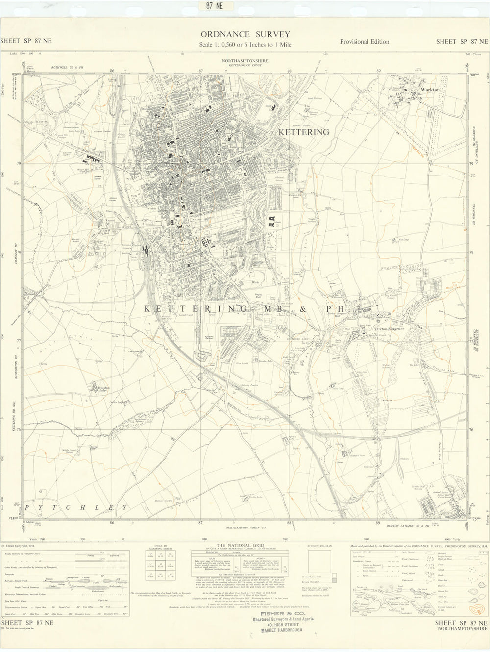 Ordnance Survey SP87NE Northamptonshire Kettering Barton Seagrave 1958 old map
