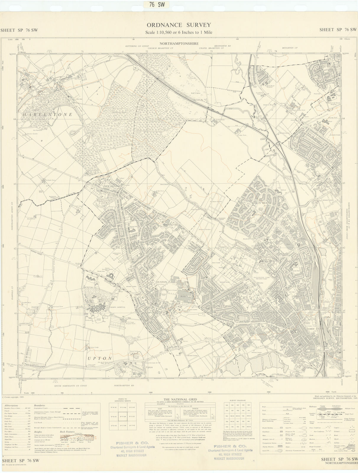 Ordnance Survey SP76SW Northampton NW Kings Heath Duston Harlestone ...
