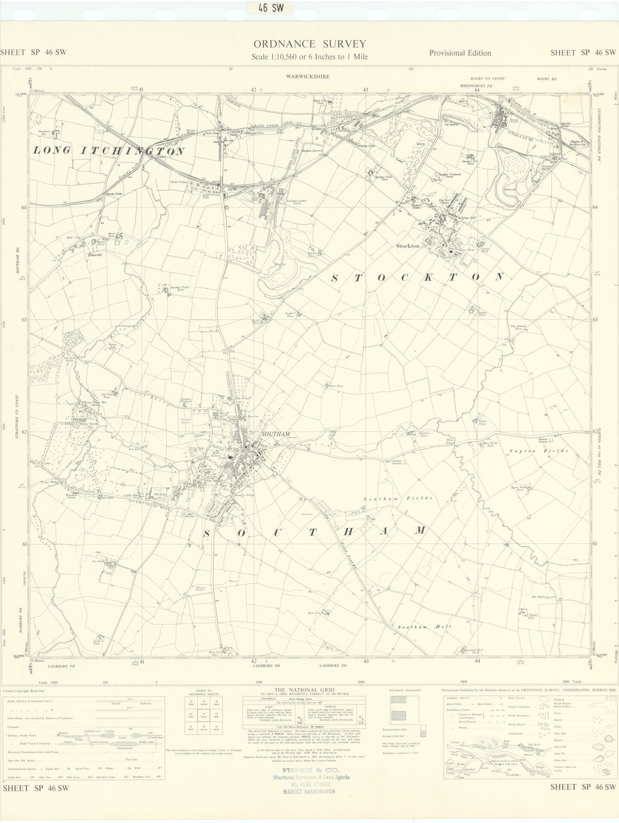 Ordnance Survey Sheet SP46SW Warwickshire Southham Stockton 1955 old ...
