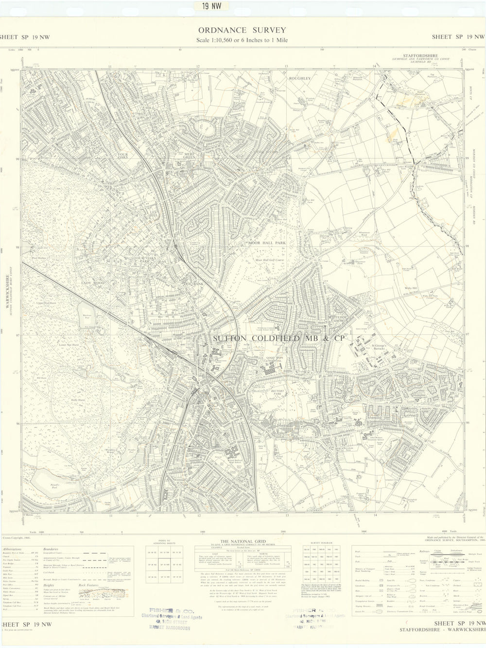 Ordnance Survey Sheet SP19NW Warwickshire Sutton Coldfield 1968 map