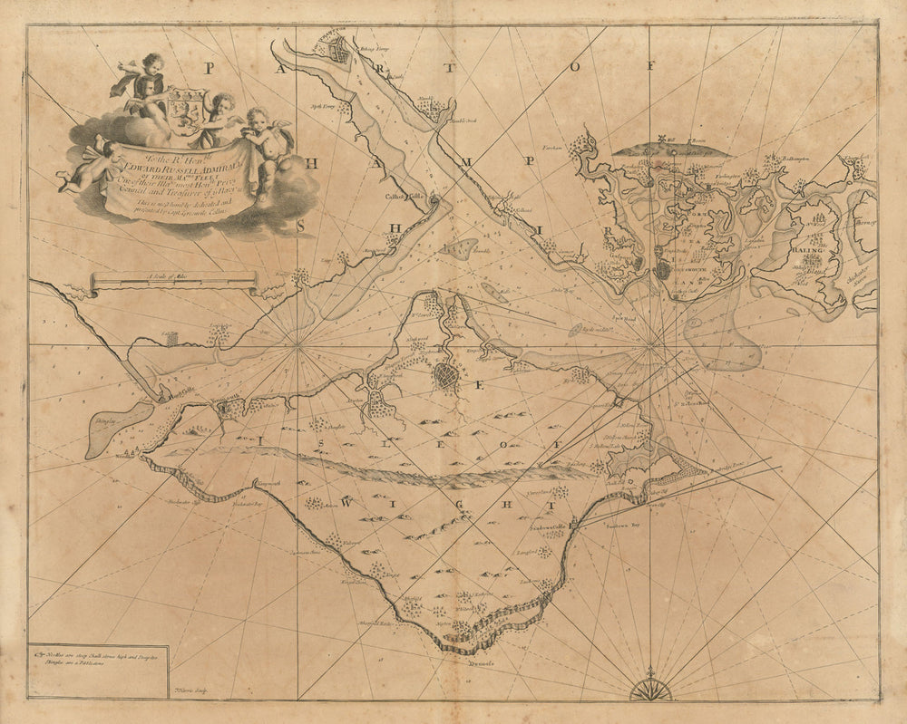 Isle of Wight & Solent. Portsmouth Langstone Harbour Hayling. COLLINS 1693 map