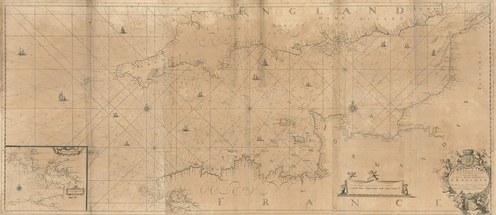 English Channel. Brest Harbour. 'To… the Lords Commissioners'. COLLINS 1693 map