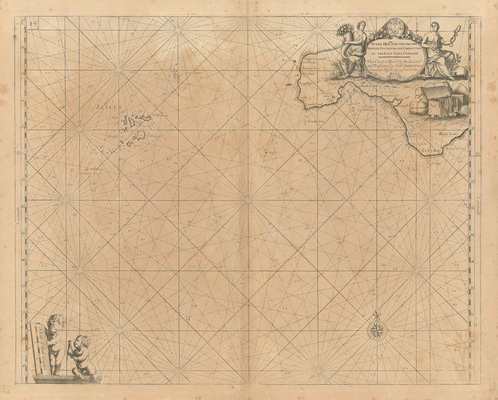 LAND'S END & THE SCILLY ISLES sea chart. Lizard & Penzance. COLLINS 1693 map