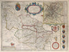 Yorkeshyre. Yorkshire West Riding county map by John Speed. Overton edition 1710