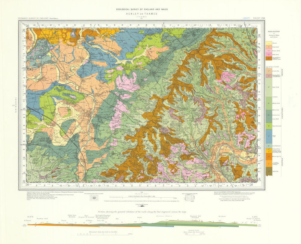 Henley on Thames geological survey sheet 254 Thames Valley Chilterns 1948 map