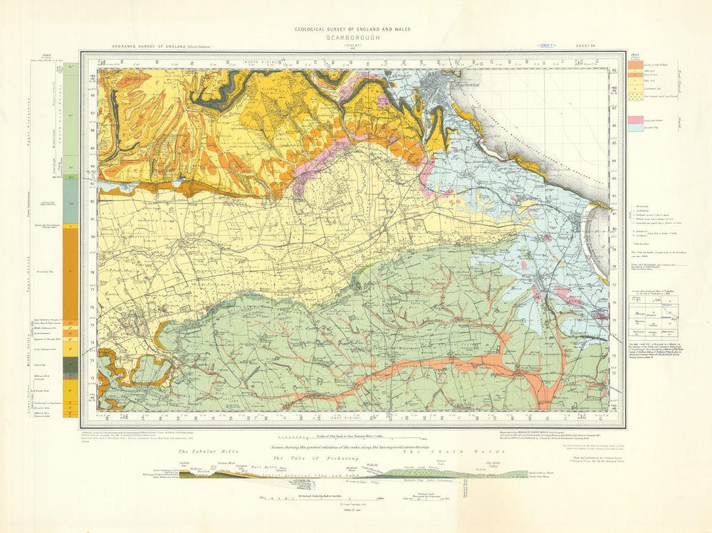 Scarborough geological survey map sheet 54. Yorkshire Filey Yorkshire Coast 1961