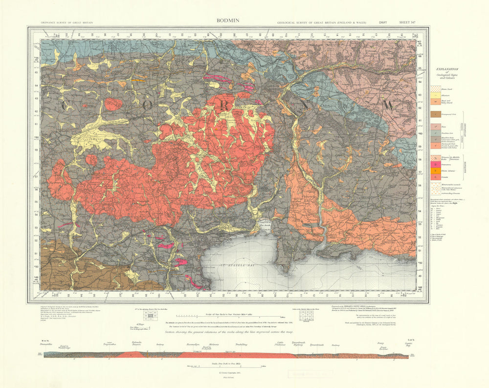 Bodmin geological survey sheet 347 Fowey River St Austell Lostwithiel 1964 map