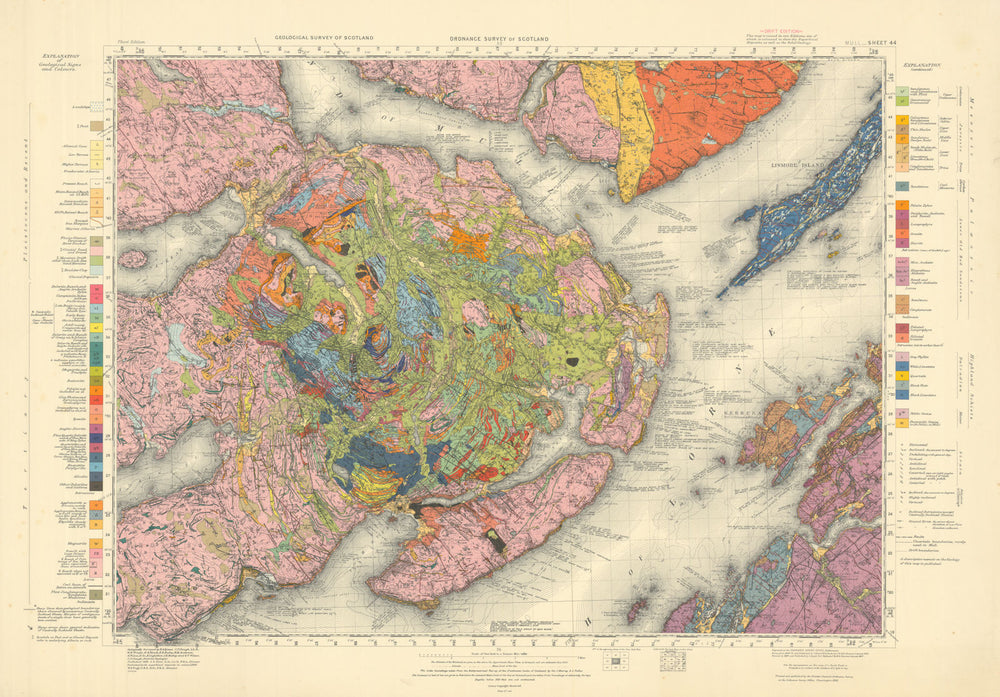 Mull. Geological survey map. Sheet 44. Scotland Oban Lismore Kerrara 1953