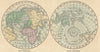 World. Land & Water Hemispheres. JOHNSON 1866 old antique map plan chart