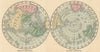 World. Northern Hemisphere & Southern Hemispheres. JOHNSON 1866 old map