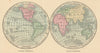 World. Western Hemisphere & Eastern Hemispheres. JOHNSON 1866 old antique map