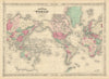 Johnson's World on Mercator's Projection. Americas-centric 1866 old map