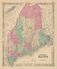 Johnson's Maine. US State map showing counties 1866 old antique plan chart
