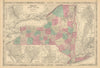 Johnson's New York state map. Albany Troy Rochester Buffalo Syracuse 1866