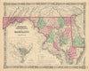 Johnson's Delaware, Maryland & District of Columbia. Counties 1866 old map