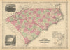 Johnson's North & South Carolina showing counties. Charleston 1866 old map