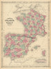 Johnson's France, Spain and Portugal. Corsica Gibraltar Iberia 1866 old map