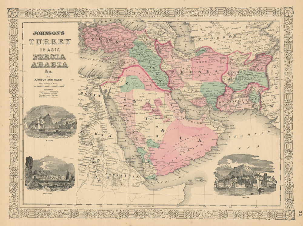 Johnson's Turkey In Asia, Persia, Arabia &c. Middle East. Abu Dhabi 1866 map