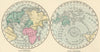 World. Land & Water Hemispheres. JOHNSON 1861 old antique map plan chart