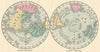 World. Northern Hemisphere & Southern Hemispheres. JOHNSON 1861 old map