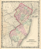 Johnson's New Jersey. US State map showing counties 1861 old antique chart