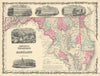 Johnson's Delaware & Maryland. District of Columbia. Counties 1861 old map