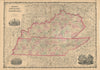 Johnson's Kentucky and Tennessee. US state map showing counties 1861 old