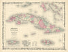 Johnson's Cuba, Jamaica & Porto Rico. Puerto Rico. Bahamas Florida Keys 1861 map