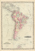 Johnson's South America. Bolivia with Littoral. Navigators' routes 1861 map