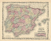 Johnson's Spain and Portugal. Iberia. Gibraltar 1861 old antique map chart