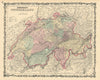 Johnson's Switzerland in cantons 1861 old antique vintage map plan chart